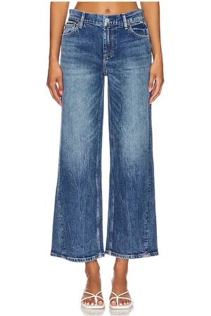 ALICE+OLIVIA Ernie Cropped Low Rise Buckle Back Baggy Jean in Denim-Medium. - size 25 (also in 30)
