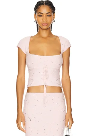 DANIELLE GUIZIO Miki Sequin Knit Top in Pink. - size L (also in M)