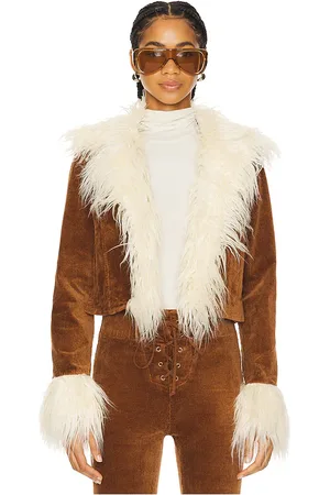Show Me Your Mumu Penny Lane Cropped Coat in Brown. - size L (also in XL)