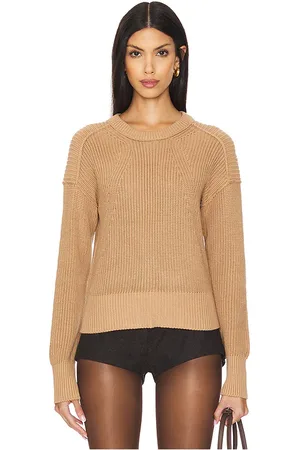 AUTUMN CASHMERE Stitch Detail Pullover in Brown. - size L (also in XL)