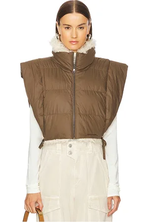 Isabel Marant Hoodiali Vest in Tan.