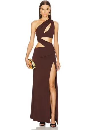 Michael Costello X REVOLVE Dakoa Gown in Chocolate. - size L (also in M, XL)
