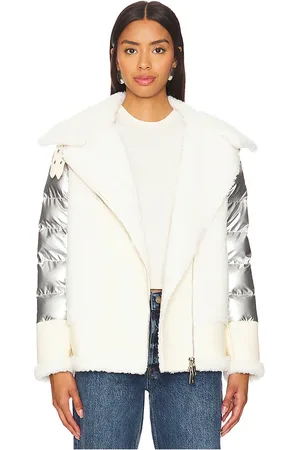 JOCELYN Faux Moto Jacket in Ivory. - size M (also in S, XS)