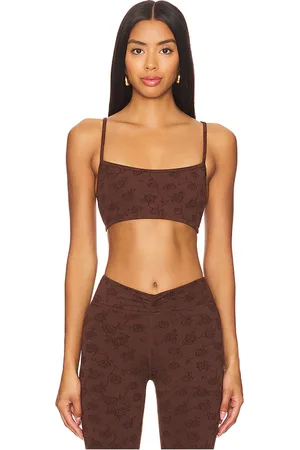 Frankies Bikinis Reine Shine Jacquard Bralette in Brown. - size M (also in S, XL, XS)