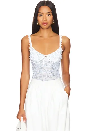 Kat The Label Hazel Bodysuit in White,Blue. - size XL (also in L)