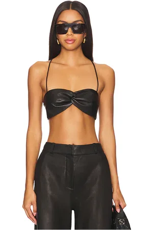 The Sei Leather Twist Knot Bra in Black. - size 2 (also in 0, 6, 8)