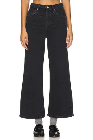 RE/DONE High Rise Wide Leg Crop in Black. - size 23 (also in 25, 26, 27, 30, 31, 32)