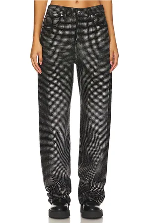 Alexander Wang Balloon Jean All Over Distressed Crystal in Black. - size 24 (also in 25)