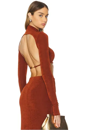 Khanums Cropped Long Sleeve in Orange. - size M (also in S, XS)