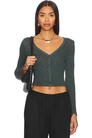 LA Made Abbey Button Up Cardigan in Dark Green. - size S (also in L, XL, XS)