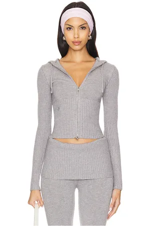 Frankies Bikinis Heritage Cloud Knit Hoodie in Rain Cloud in Grey. - size L (also in M, XL, XS)