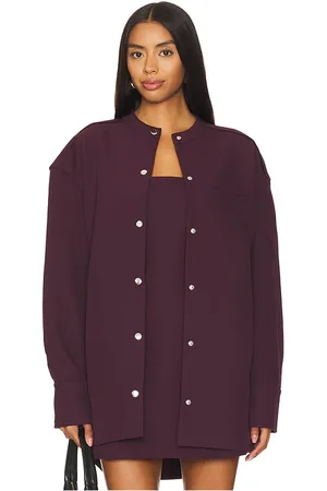 SER.O.YA Ali Heavy Crepe Shacket in Wine. - size L (also in M, S, XS)