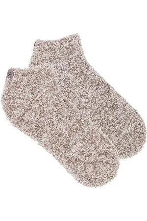 Barefoot Dreams CozyChic Heathered Tennis Socks in Brown.
