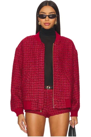 Amanda Uprichard Vero Bomber Jacket in Red. - size L (also in M, S)