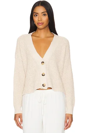 Eberjey The Recycled Sweater Cropped Cardigan in Cream. - size L (also in XS)