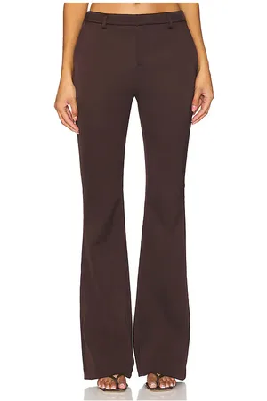 SER.O.YA Elvira Heavy Satin Flare Trouser in Brown. - size 0 (also in 10, 2, 4)