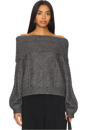 Gestuz Adie Off Shoulder Sweater in Grey. - size L (also in M, S, XL, XS)