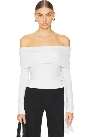 MORE TO COME Jani Off Shoulder Top in Light Grey. - size L (also in XL)
