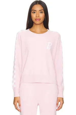Barefoot Dreams CozyChic Ultra Light Barbie Checkered Pullover in Pink. - size L (also in M, S, XL, XS)