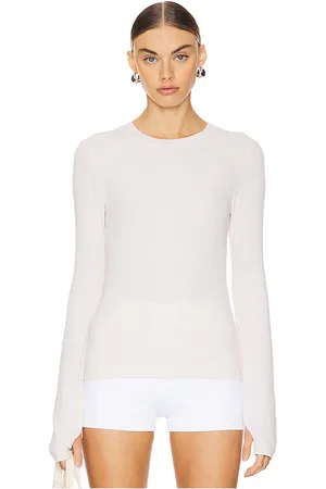 YEAR OF OURS Rib Crew Long Sleeve Top in White. - size M (also in S, XS)