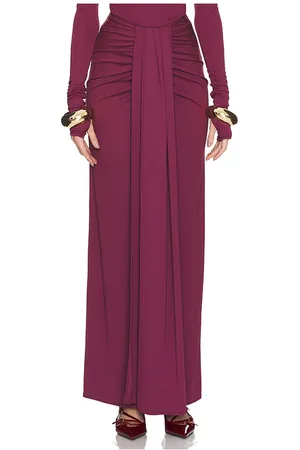 Helsa Matte Jersey Long Wrap Skirt in Wine. - size XS (also in XXS)