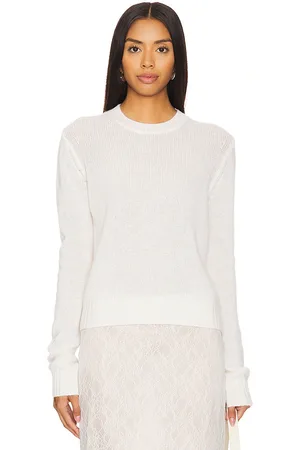ENZA COSTA Cashmere Easy Crew Neck Sweater in Ivory. - size L (also in M)