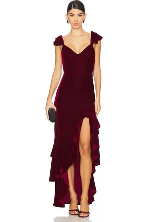 Tularosa Camille Velvet Gown in Red. - size L (also in M, S, XL, XS, XXS)