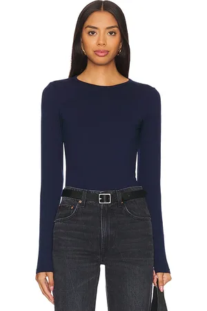 LA Made Skinny Crop Neck Tee in Navy. - size L (also in M, XL)