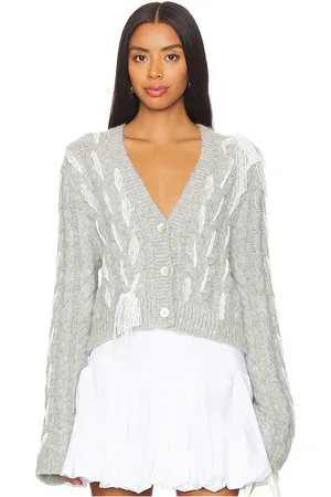 LOVESHACKFANCY Louella Cardigan in Grey. - size L (also in XL, XS)