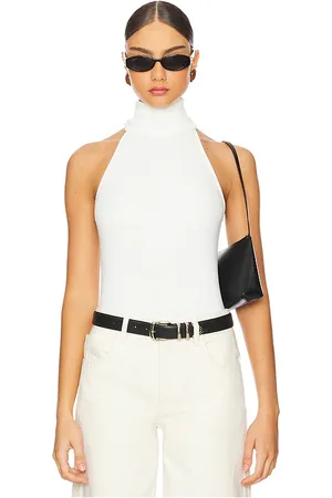 ENZA COSTA Knit Halter Turtleneck in White. - size XL (also in L)
