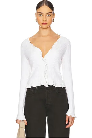 LA Made Sweet Serenade Ruffle Cardigan in Cream. - size L (also in S, XS)