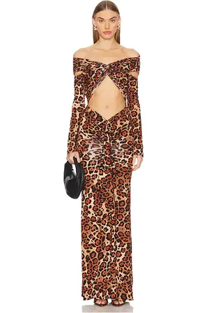 AFRM Chester Maxi Dress in Brown. - size M (also in XL, XXL, XXS)