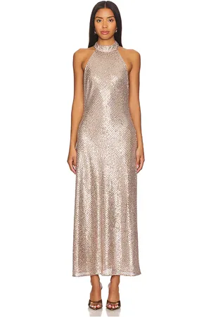 RIXO London Zuri Dress in Metallic Gold. - size L (also in M, XL)