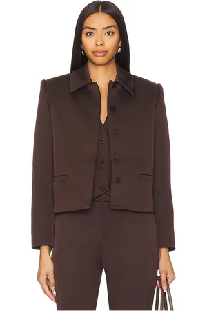 SER.O.YA Bex Satin Jacket in Brown. - size L (also in M, XS)