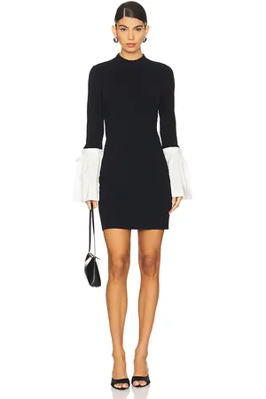 Simkhai Agathea Bell Sleeve Knit Combo Mini Dress in Black. - size M (also in S, XS)