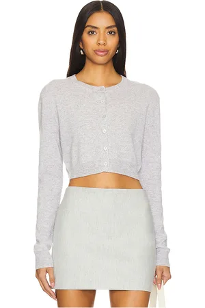 ENZA COSTA Cashmere Fitted Cardigan in Grey. - size L (also in S, XL)