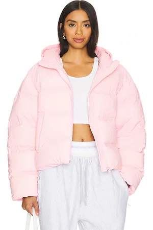 Alexander Wang Jacquard Channel Cropped Hooded Puffer in Pink. - size M (also in XS)