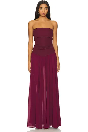 Camila Coelho Minji Maxi Dress in Burgundy. - size L (also in M, XL)
