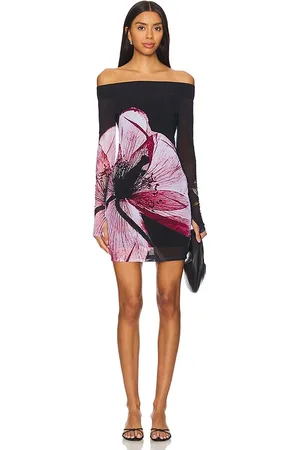 ALICE+OLIVIA Dorinda Mini Dress With Thumbholes in Black,Rose. - size 0 (also in 2, 4)