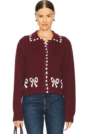 KITRI Polly Bow Cardigan in Chocolate. - size L (also in M, S, XS)