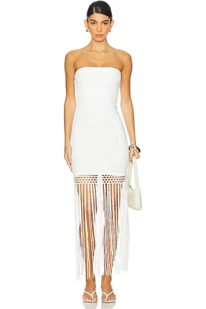PQ Vanessa Strapless Fringe Dress in White. - size M/L (also in XS/S)