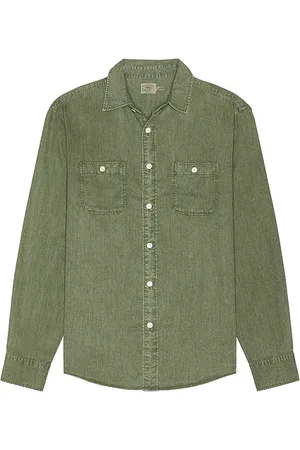 Faherty The Tried And True Chambray Workshirt in Green. - size L (also in S)