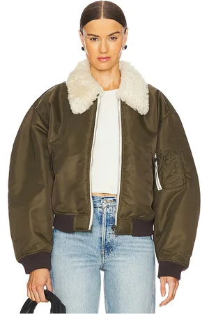 RE/DONE Shrunken Bomber in Green. - size L (also in M, XS)