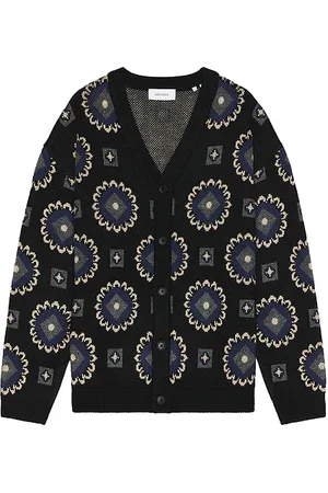 Les Deux Aro Paisley Cardigan in Black. - size L (also in S)