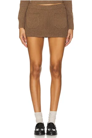 Frankies Bikinis Ashton Cotton Knit Skort in Brown. - size L (also in M, S, XS)