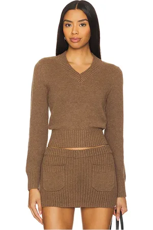 Frankies Bikinis Rowe Cotton Knit Sweater in Brown. - size L (also in M, S, XS)