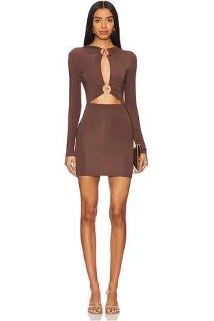 superdown Sarah Cut Out Dress in Chocolate. - size L (also in M, S, XL, XXS)