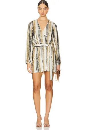 Show Me Your Mumu Wear Me Out Dress in Metallic Neutral. - size M (also in S, XS)