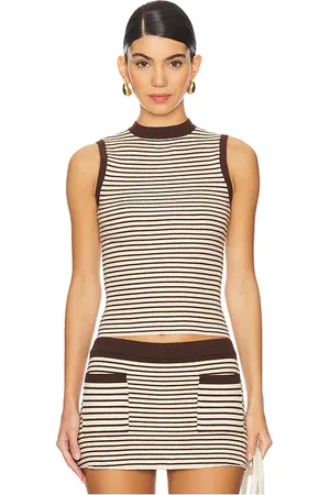 Frankies Bikinis Mila Cloud Knit Sleeveless Sweater Top in Brown. - size L (also in M, S, XL/1X, XS)