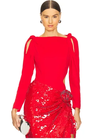ROTATE Knotted Bodysuit in Red. - size 34 (also in 36, 38, 40, 42)